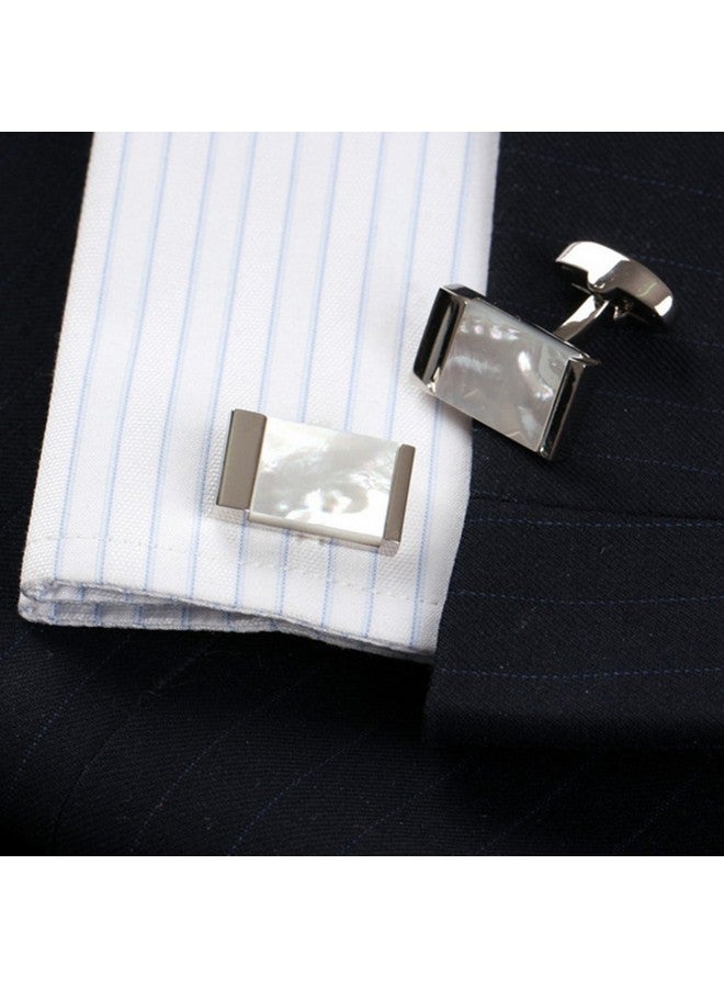 Merit Ocean Exquisite Mother Of Pearl Cufflinks And Tie Clip Set For Men With Gift Box - Image 3