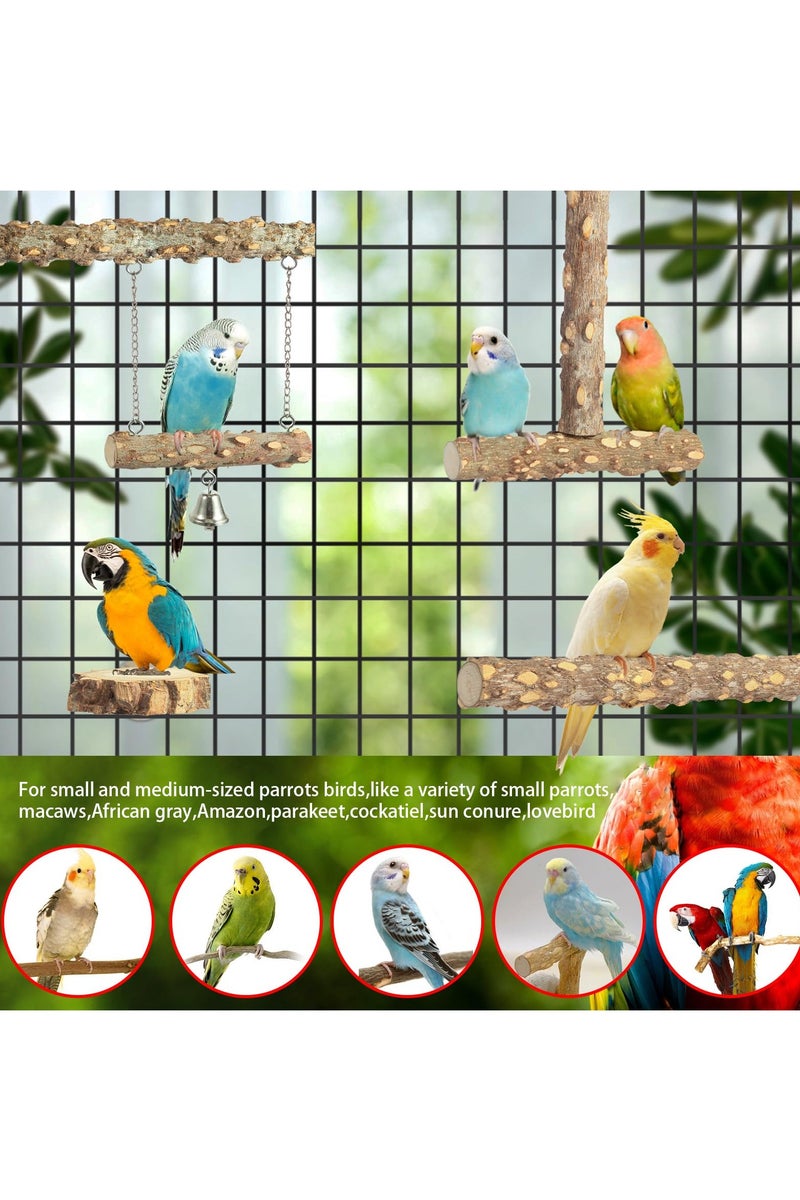 Bird Perches,4pcs Natural Wood Birds Stand Branch, Bird Perch Chewing Stick Cage Accessories Parrot Climbing Standing Branches Paw Grinding Fork Sets for Parakeet Lovebirds Cockatiels Conure Budgies - Image 3