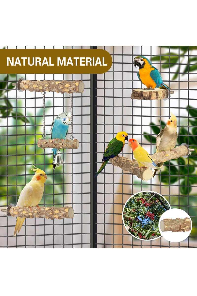 Bird Perches,4pcs Natural Wood Birds Stand Branch, Bird Perch Chewing Stick Cage Accessories Parrot Climbing Standing Branches Paw Grinding Fork Sets for Parakeet Lovebirds Cockatiels Conure Budgies - Image 4