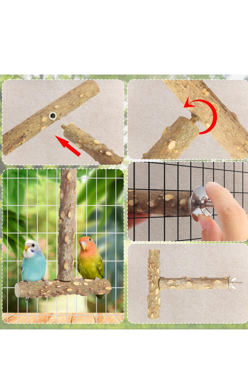 Bird Perches,4pcs Natural Wood Birds Stand Branch, Bird Perch Chewing Stick Cage Accessories Parrot Climbing Standing Branches Paw Grinding Fork Sets for Parakeet Lovebirds Cockatiels Conure Budgies - Image 5