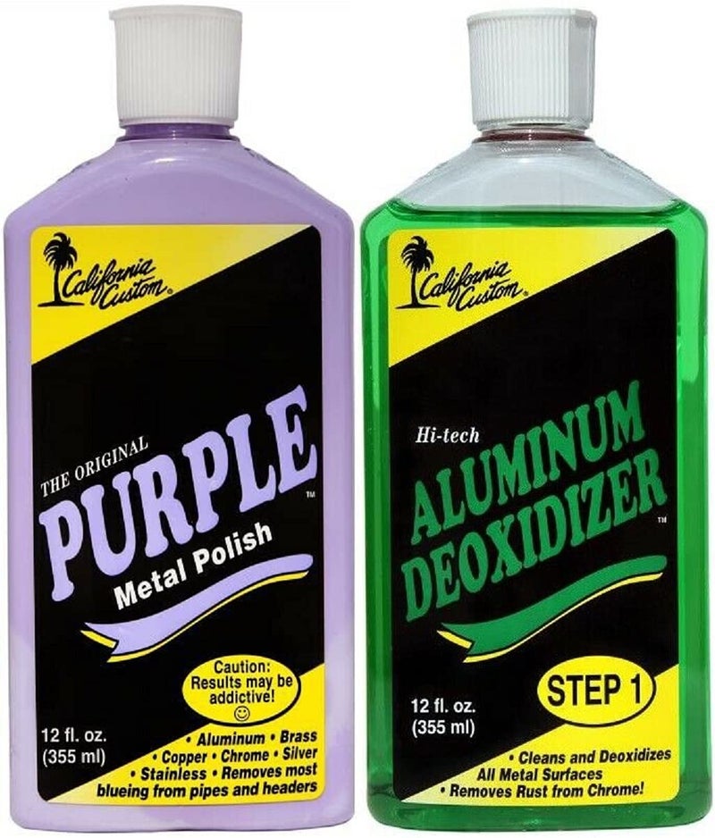CALIFORNIA CUSTOM – Purple Metal Polish & Aluminum Deoxidizer Kit, No Silicone, Body Shop Safe, Great for Aluminum, Brass, Copper, Chrome, Silver, Stainless and Gold - Image 1