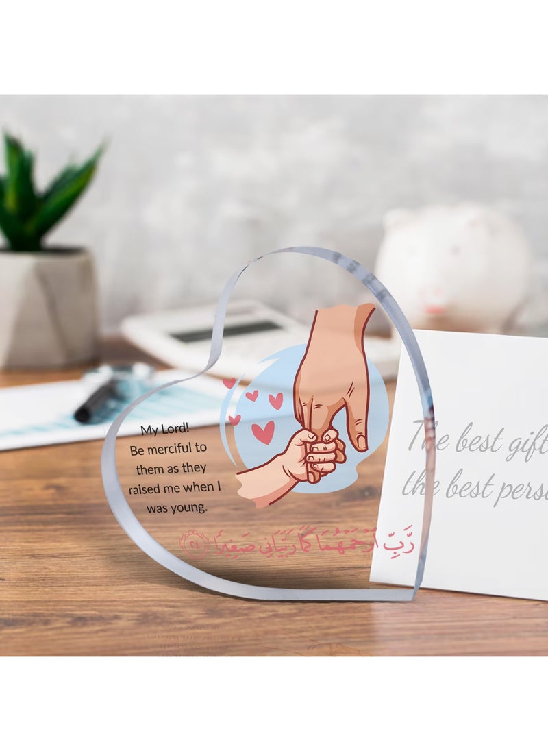 GALADUNE Best Gift For Mom, Mother'S Day Gift, Heart-Shaped Acrylic Decoration, Ramadan Gift, Birthday Gift, Suitable For Holiday Desktop Decoration, Big Hand Holding Small Hand Pattern  - Image 1