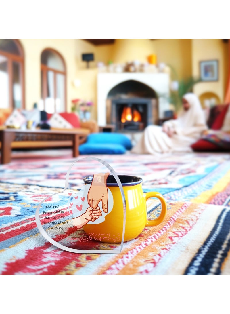 GALADUNE Best Gift For Mom, Mother'S Day Gift, Heart-Shaped Acrylic Decoration, Ramadan Gift, Birthday Gift, Suitable For Holiday Desktop Decoration, Big Hand Holding Small Hand Pattern - Image 3