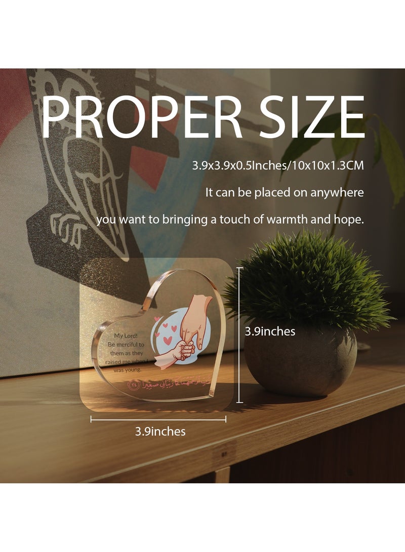 GALADUNE Best Gift For Mom, Mother'S Day Gift, Heart-Shaped Acrylic Decoration, Ramadan Gift, Birthday Gift, Suitable For Holiday Desktop Decoration, Big Hand Holding Small Hand Pattern - Image 4