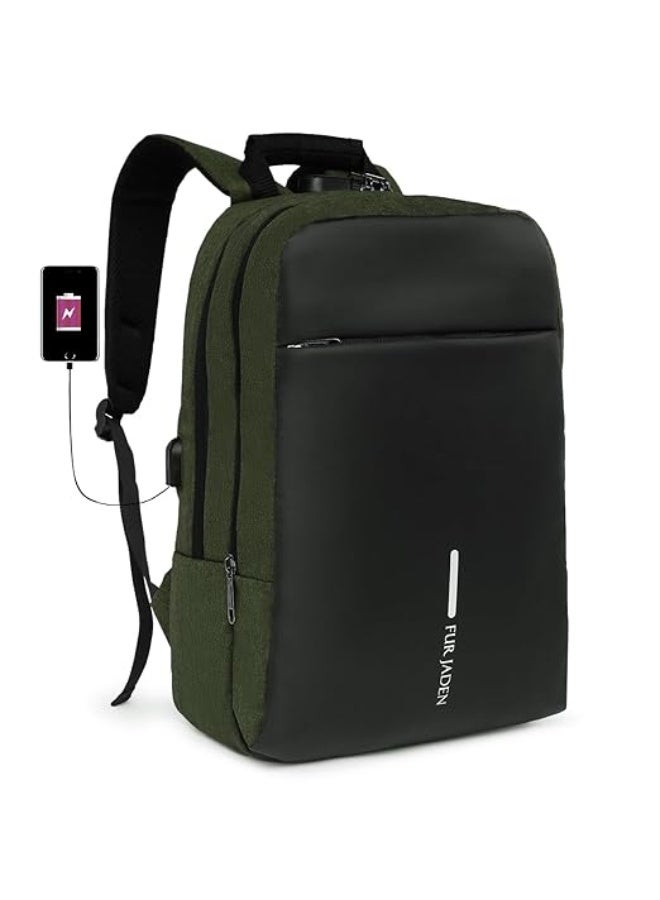 FUR JADEN Anti Theft Number Lock Backpack Bag with 15.6 Inch Laptop Compartment, USB Charging Port & Organizer Pocket for Men Women Boys Girls - Image 1