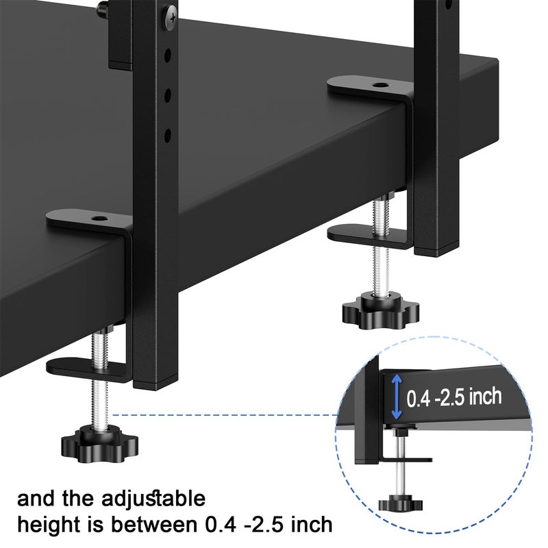 OUTIOE 2-Tier Desk Shelf, Expandable Under Desk Storage, Clamp on Desk Shelf, Desktop Accessories for Offices, Study Rooms, and Game Rooms (Wood) - Image 5