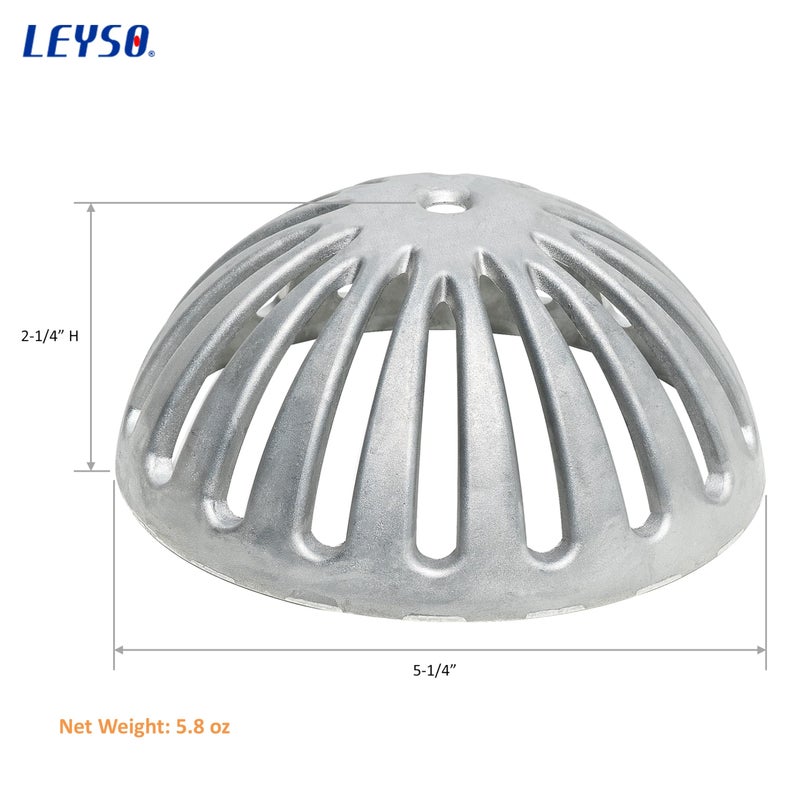 Leyso مصفاة حوض تصريف من الألومنيوم شديدة التحمل من Leyso Fs-Ds، غطاء تصريف أرضية للمطبخ، مطعم بار بوفيه أو خدمة الطعام. 5-1/4 بوصة قطر × 2-1/4 بوصة ارتفاع (5 قطع) - Image 2