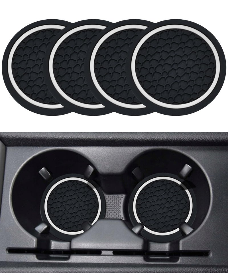 SCUARI 4PCS Car Coasters Car Cup Coasters 275 Inch NoSlip Anti Dust mats Cup Holder Insert Coaster Fits Vehicles BlackWhite - Image 3