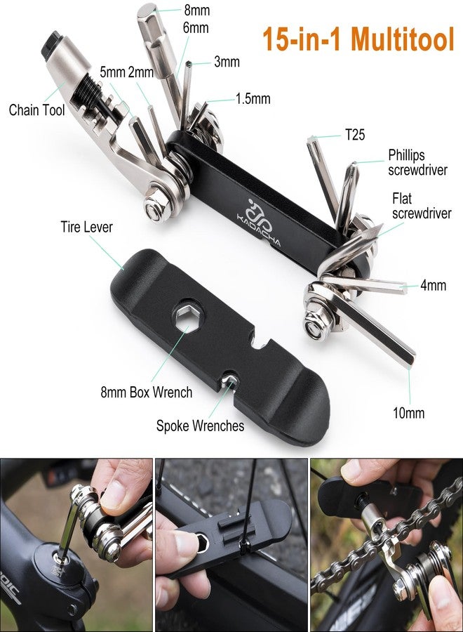GEWAGE Bicycle Phone Mount Bag & Bicycle Tire Pump, Bike Multitool with Tyre Lever - Bike Tool Kits for Repair and Maintenance at Home or On The Road - Image 5