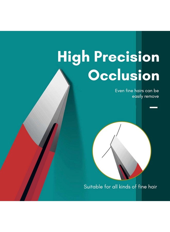 Beaute Secrets Luxury Tweezers Set Professional Stainless Steel Tweezers Best Precision Tweezers For Eyebrows Great Precision For Facial Hair Ingrown Hair Splinter Eyebrow Tweezers (Red) - Image 2