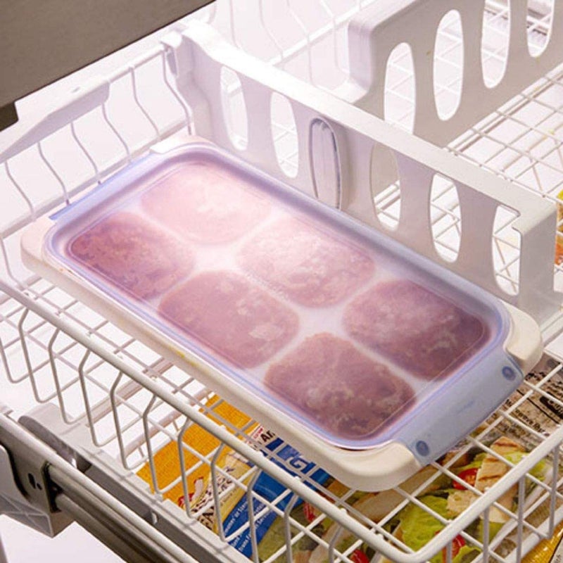 Progressive Prepworks from Progressive PrepWorks PKS-735 Dishwasher Safe Half Cup 6 Serving Leftover Soup & Food Storage Freezer Pod Tray with Silicone Lid, Blue & White - Image 3