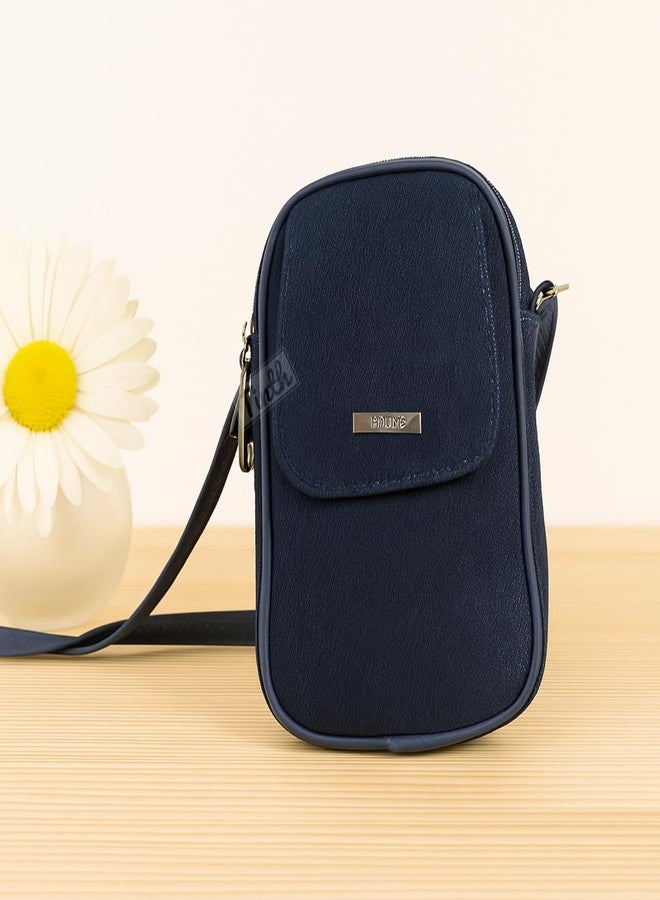 Tinth Girls Denim Adjustable Long Belt Smartphone Sling Bag (Dark Blue) - Image 5