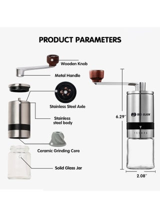 Portable Coffee Grinder, Coffee Bean Grinder with Adjustable 6 Gears for Espresso, French Press and Drip Coffee, Manual Coffee Grinder Suitable for Home, Office, Traveling, Camping - view 4