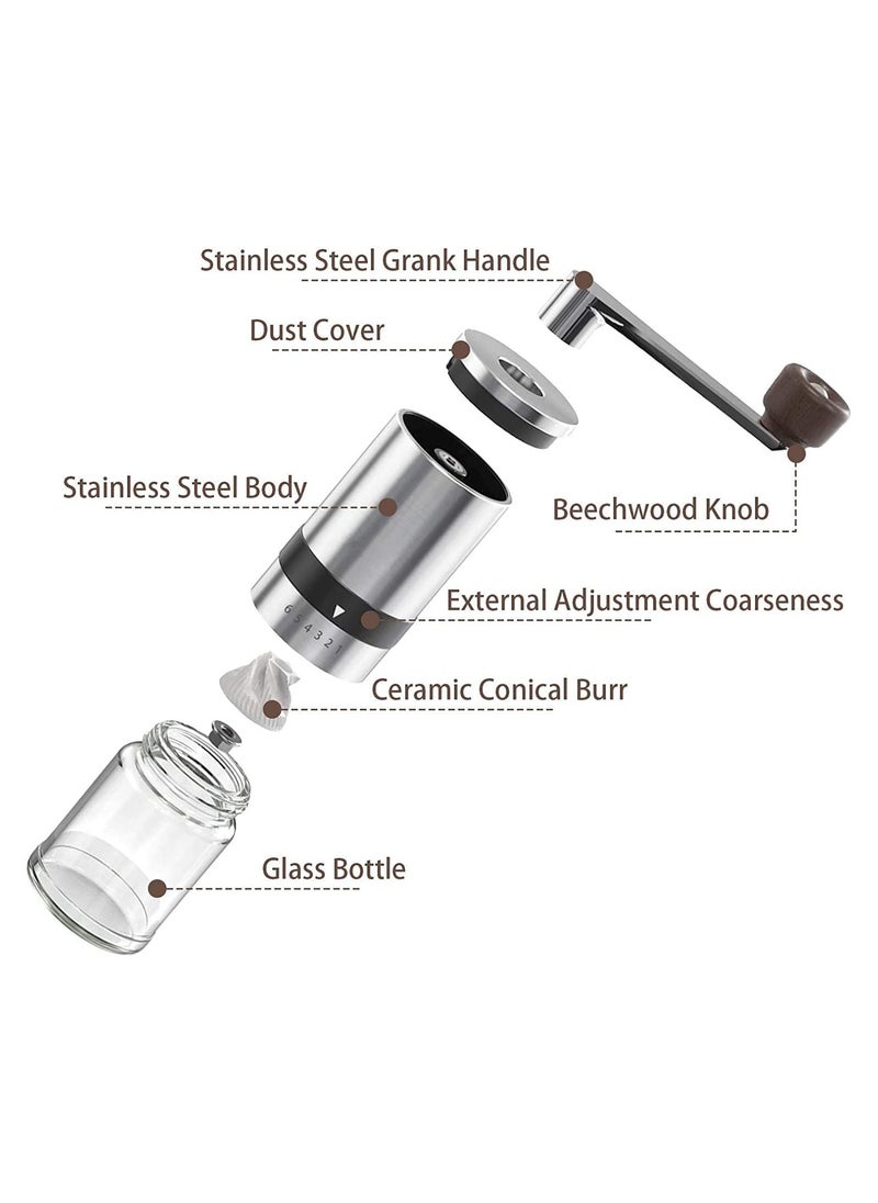 Premium Portable Coffee Grinder, Coffee Bean Grinder with Adjustable 6 Gears for Espresso, French Press and Drip Coffee, Manual Coffee Grinder Suitable for Home, Office, Traveling, Camping  - Image 5