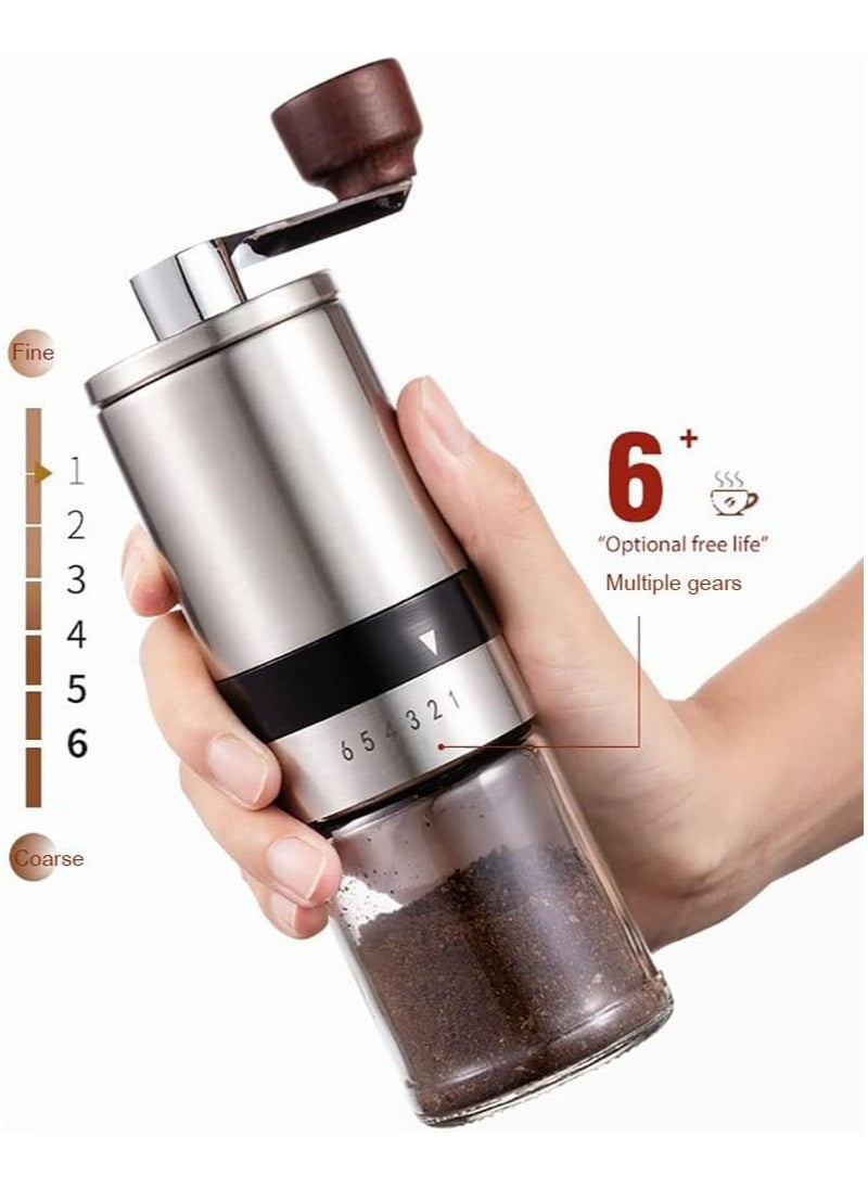 Premium Portable Coffee Grinder, Coffee Bean Grinder with Adjustable 6 Gears for Espresso, French Press and Drip Coffee, Manual Coffee Grinder Suitable for Home, Office, Traveling, Camping  - Image 1