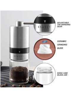 Premium Portable Coffee Grinder, Coffee Bean Grinder with Adjustable 6 Gears for Espresso, French Press and Drip Coffee, Manual Coffee Grinder Suitable for Home, Office, Traveling, Camping  - Image 2