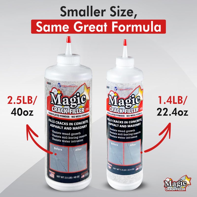 Magic Crack Filler زجاجة حشو الشقوق السحرية 1.4 رطل رمادية - إصلاح الشقوق بسهولة وبدون فوضى للخرسانة، البناء والأسفلت - متينة ومقاومة للعوامل الجوية - Image 2