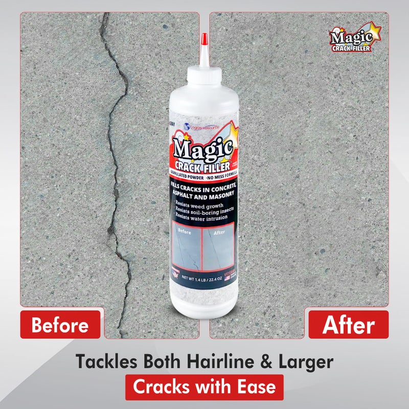 Magic Crack Filler زجاجة حشو الشقوق السحرية 1.4 رطل رمادية - إصلاح الشقوق بسهولة وبدون فوضى للخرسانة، البناء والأسفلت - متينة ومقاومة للعوامل الجوية - Image 4