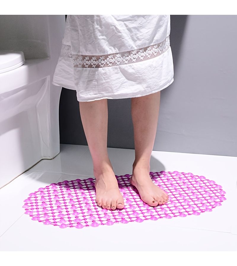 Purple Non Slip Bathtub Mat Medium Size 26x14 Inches Shower Mat with Suction Cups - Image 4