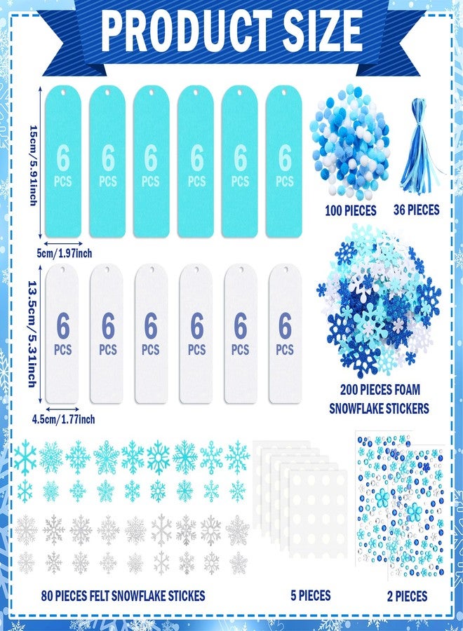Resholder 490 Pcs Winter Bookmark Crafts Kits 36 Sets Winter Snowflake Bookmark Art Set Bulk Christmas Arts and Crafts 3D DIY Craft with Foam Stickers for Holiday Party Favor Home Activities - Image 4