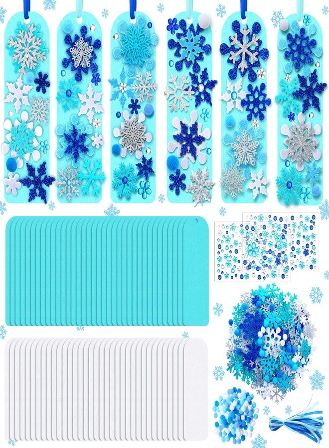 Resholder 490 Pcs Winter Bookmark Crafts Kits 36 Sets Winter Snowflake Bookmark Art Set Bulk Christmas Arts and Crafts 3D DIY Craft with Foam Stickers for Holiday Party Favor Home Activities - Image 2