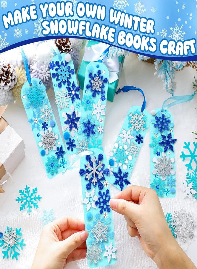Resholder 490 Pcs Winter Bookmark Crafts Kits 36 Sets Winter Snowflake Bookmark Art Set Bulk Christmas Arts and Crafts 3D DIY Craft with Foam Stickers for Holiday Party Favor Home Activities - Image 3
