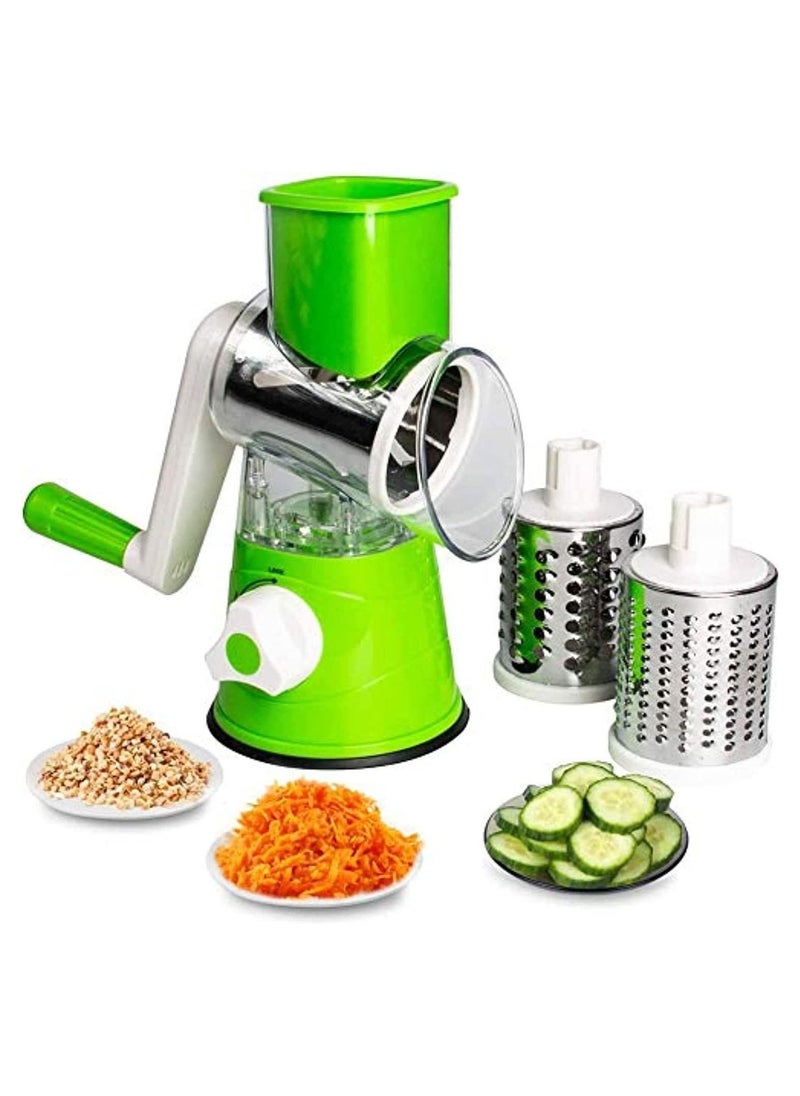 Manual Tabletop Drum Cheese Grater, 3 In 1 Rotary Shredder Slicer Grinder For Cucumber Nut Potato Carrot Cheese, Vegetable Salad Shooter - Image 1