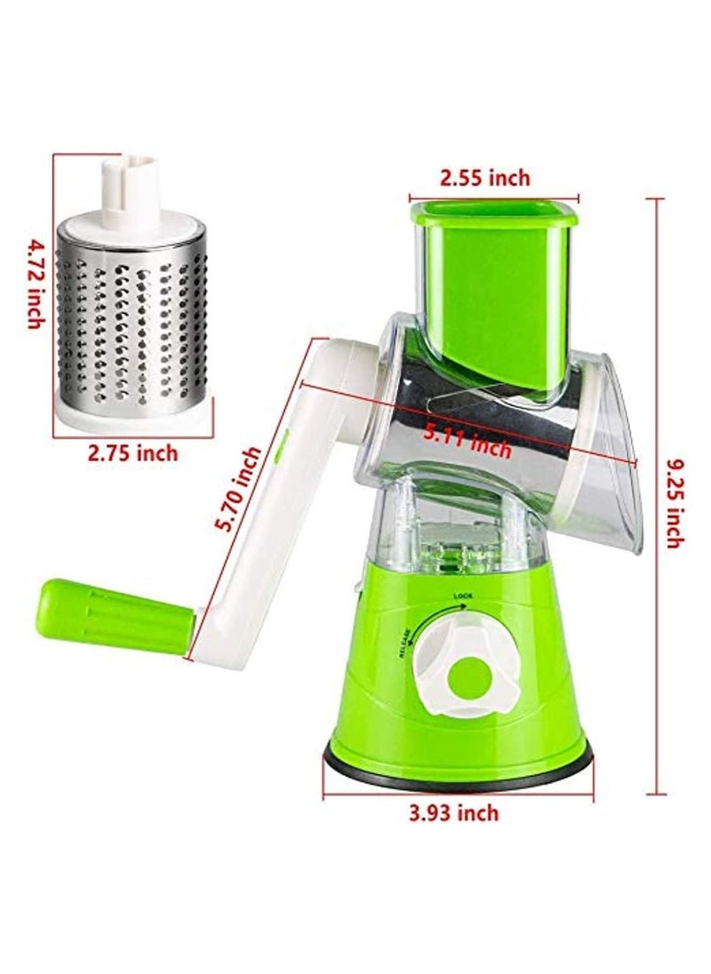 Manual Tabletop Drum Cheese Grater, 3 In 1 Rotary Shredder Slicer Grinder For Cucumber Nut Potato Carrot Cheese, Vegetable Salad Shooter - Image 2