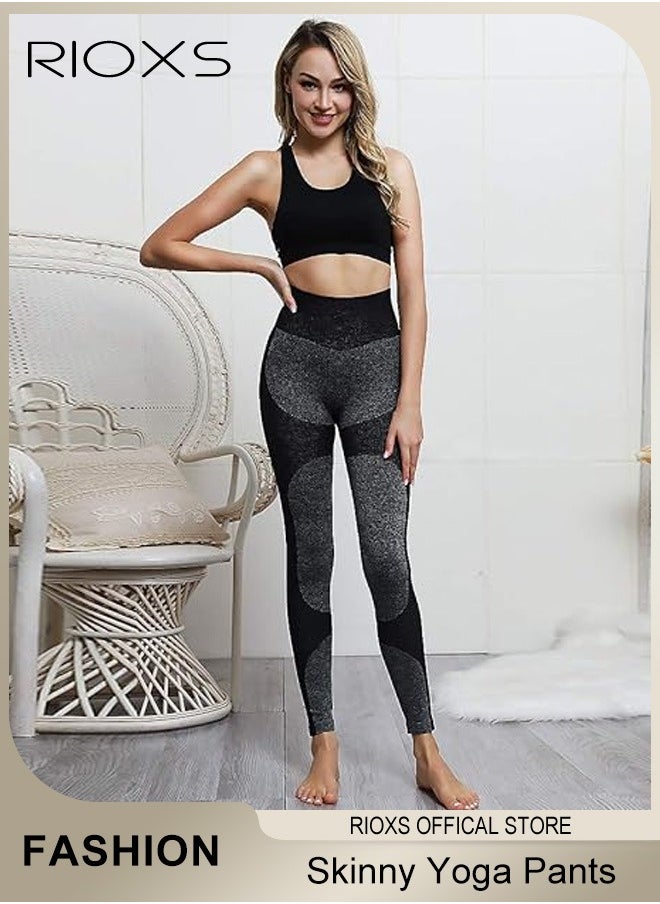 RIOXS Women's High Waist Leggings,Solid Stretch Yoga Pants,Tummy Control Fitness Legging With Pockets,Skinny Leggings,Slim Fit Sports Sweatpants For Fitness Workout Gym Running  - Image 3