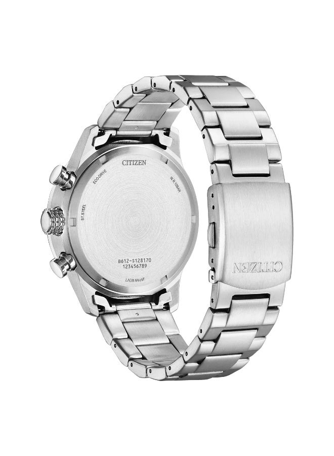 CITIZEN ساعة يد كرونوغراف للرجال إيكو درايف CA0790-83L، 43 مم قرص أزرق، سوار من الفولاذ المقاوم للصدأ، 100 م مقاومة للماء - Image 3