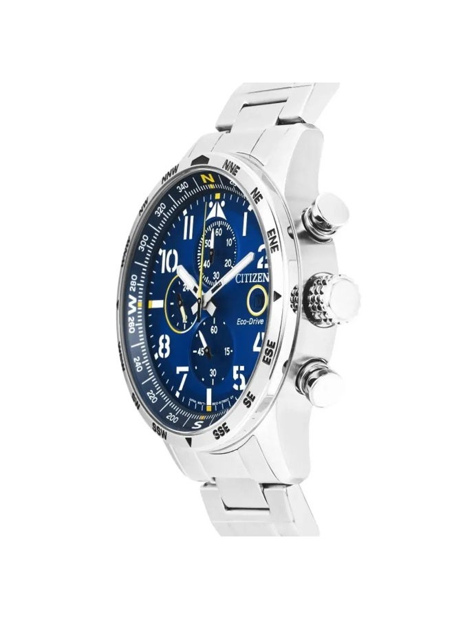 CITIZEN ساعة يد كرونوغراف للرجال إيكو درايف CA0790-83L، 43 مم قرص أزرق، سوار من الفولاذ المقاوم للصدأ، 100 م مقاومة للماء - Image 4