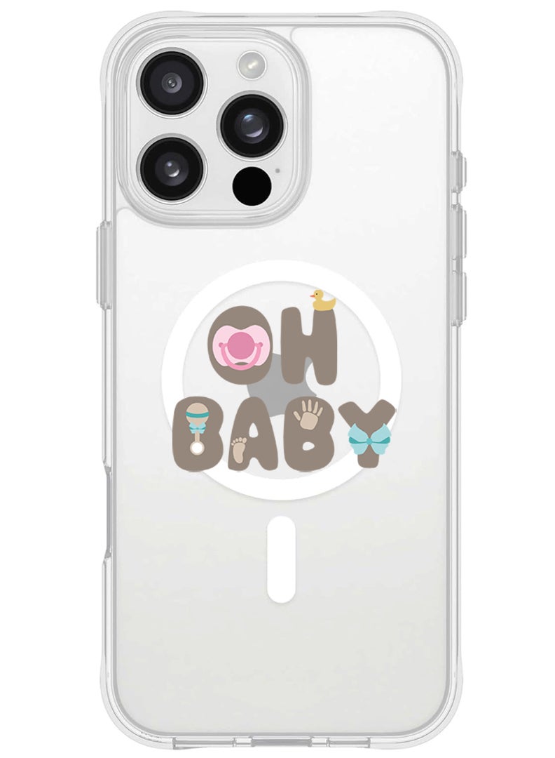 Theodor iPhone 16 Pro Max Magsafe Magnetic Case for iPhone Compatible with Wireless Charging, Shockproof Phone Bumper Cover - Oh baby - Image 1