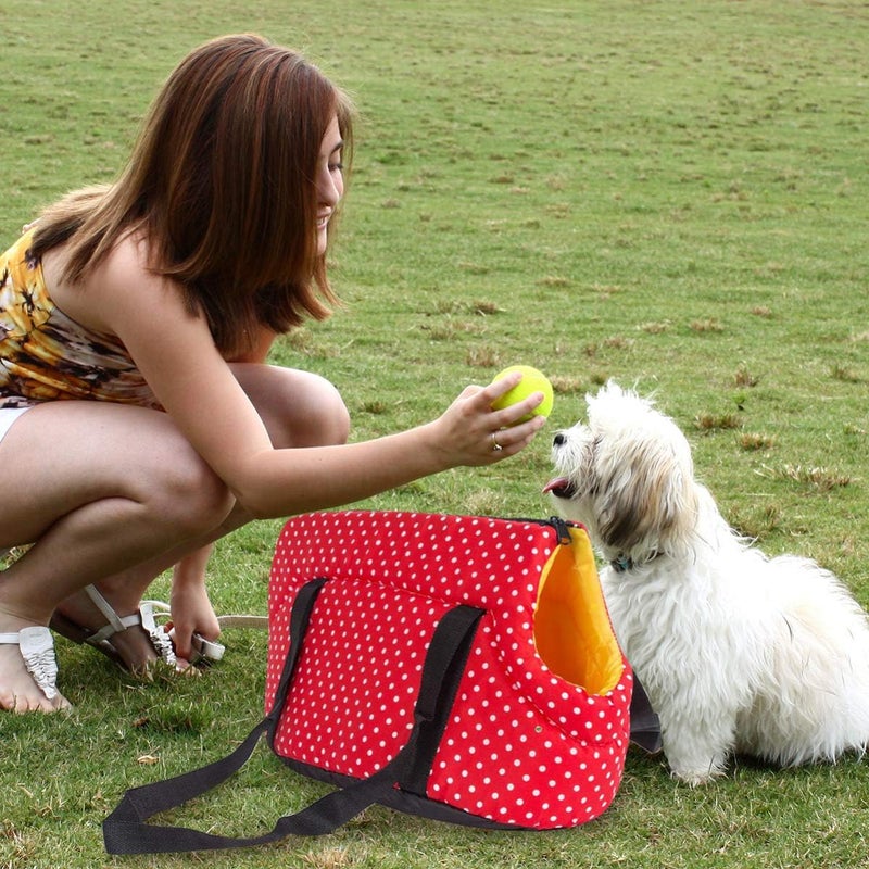 cheekyglo Puppy Sling Hanging Tape Pet Tote Carrier Bag Portable Sling Carrier Shoulder Bag Puppy Travel Pouch Pet Carrier Tote Hand Bag for Puppy Dog Cat (Red,Small) Gambrel Petg35Ã\u201422CM Red - Image 5