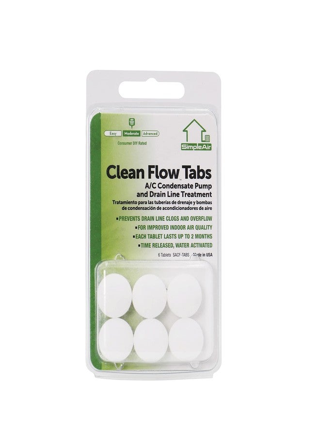 SimpleAir SACF Drain Line Clean Flow Tabs, for AC Units, HVAC Systems, Dehumidifiers, Condensate Drain Line Applications, 6 Count - Image 1