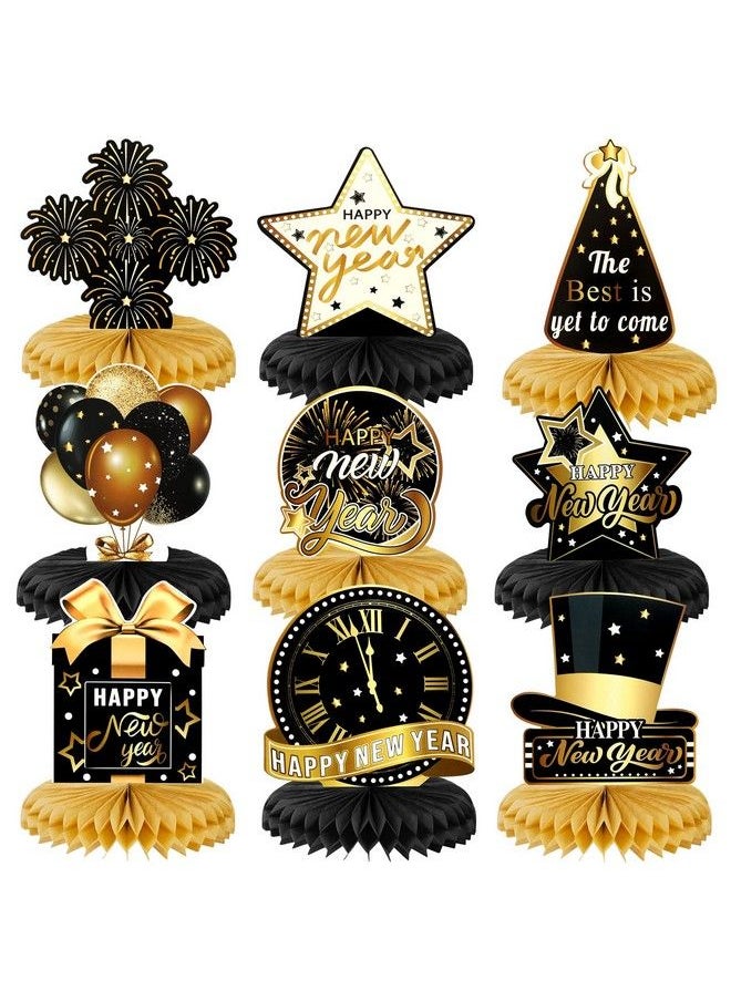 Happy New Year Honeycomb Centerpiece Black Gold New Years Table Centerpieces Decoration New Year Party Table Topper For 2023 New Year Eve Party Supplies Happy New Year Table Decoration 9 Pcs - pzsku/Z1CD4718A1FA541F6589BZ/45/_/1688193997/08cf8faf-3194-4291-9dfd-11268caa0f6d