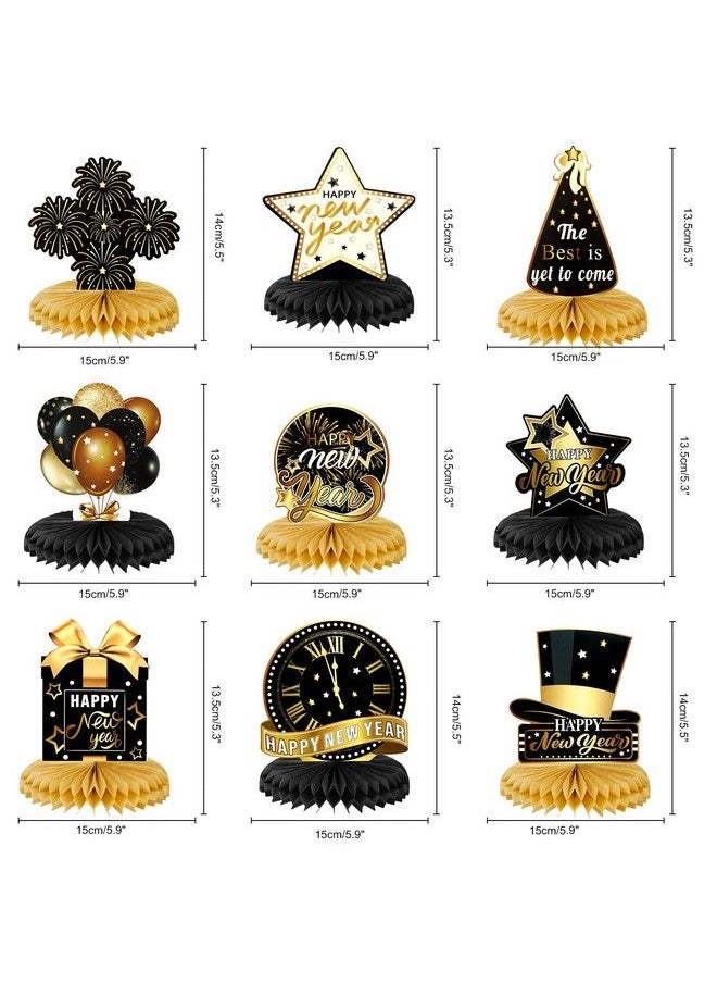 Happy New Year Honeycomb Centerpiece Black Gold New Years Table Centerpieces Decoration New Year Party Table Topper For 2023 New Year Eve Party Supplies Happy New Year Table Decoration 9 Pcs - pzsku/Z1CD4718A1FA541F6589BZ/45/_/1688194000/17e45b1e-3511-4a82-ade3-486029055fe1