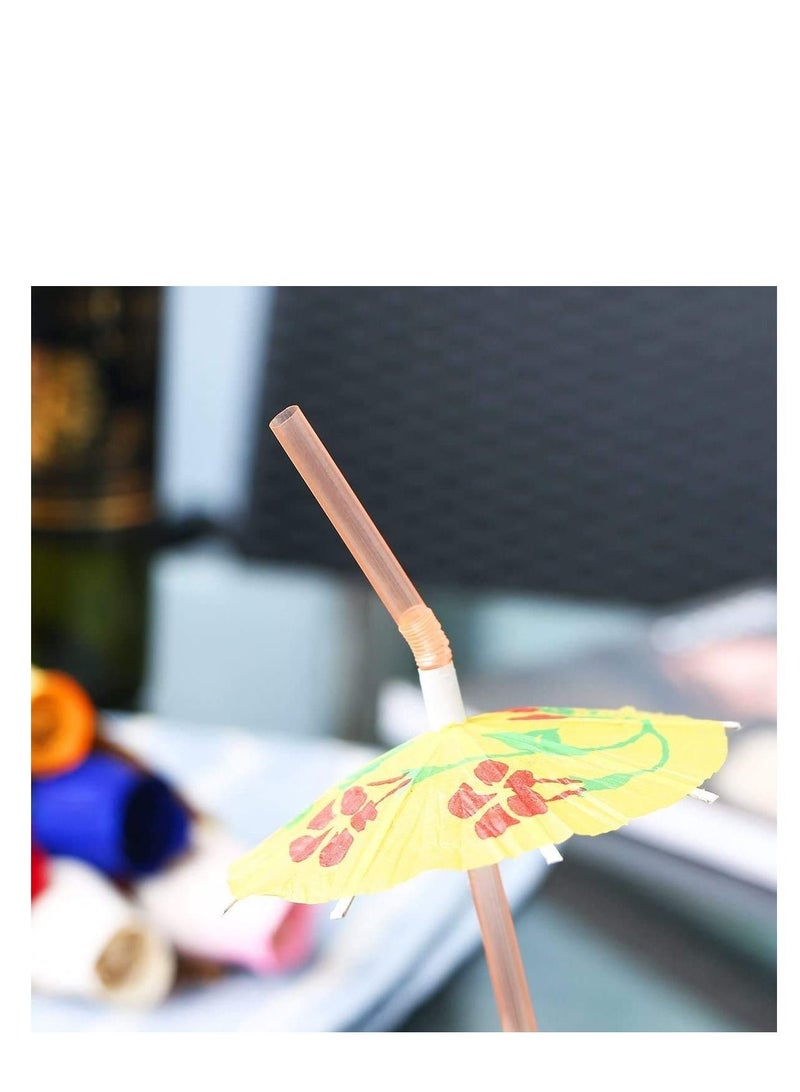 SYOSI 50 Umbrella Parasol Drinking Straws Disposable Bendable Tropical Drinking Straws Hawaiian Beach Beverage Juice Party Decorations Supplies  - Image 4
