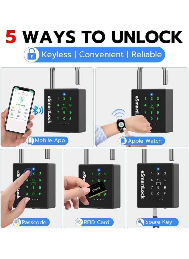 Elinksmart eLinkSmart Heavy Duty Smart Padlock with Key, Pad Lock with Code Keypad, Weatherproof Bluetooth RFID Keyless Electronic Digital Combination Lock for Gate Outdoor Fence Gym Locker Pool Shed Storage  - Image 3