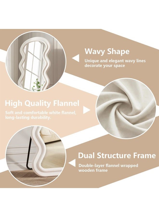 FlyEcho Full Length Mirror, 71"x32" Wavy Full Body Freely Standing Mirrors, Flannel Floor Mirror with Stand for Bedroom, Living Room, Hanging Leaning Wall Mirror Modern Home Decor - Image 3