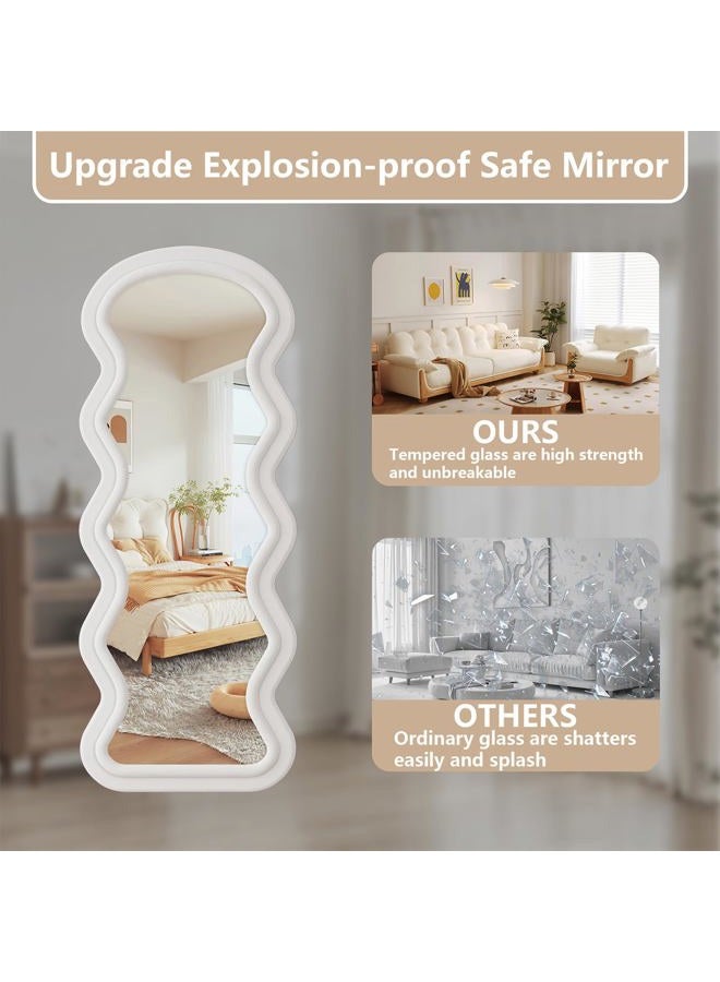FlyEcho Full Length Mirror, 71"x32" Wavy Full Body Freely Standing Mirrors, Flannel Floor Mirror with Stand for Bedroom, Living Room, Hanging Leaning Wall Mirror Modern Home Decor - Image 4