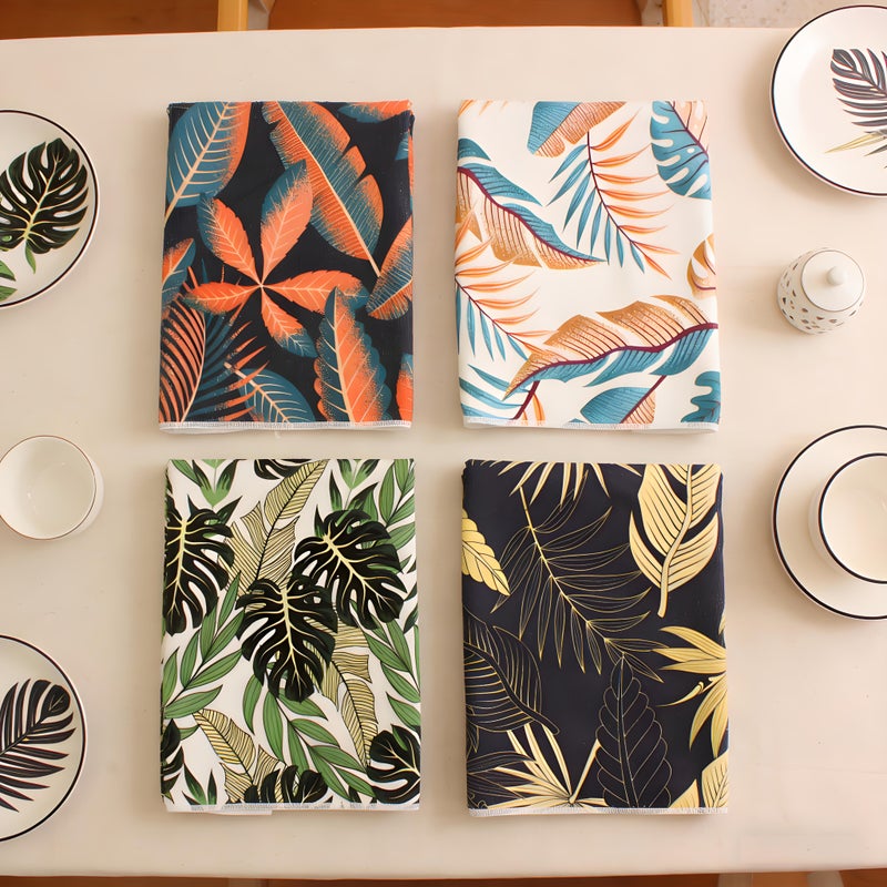 2 Pack Tropical Leaf Dish Towels Absorbent Monstera Kitchen Cloths Bohemian - Image 1