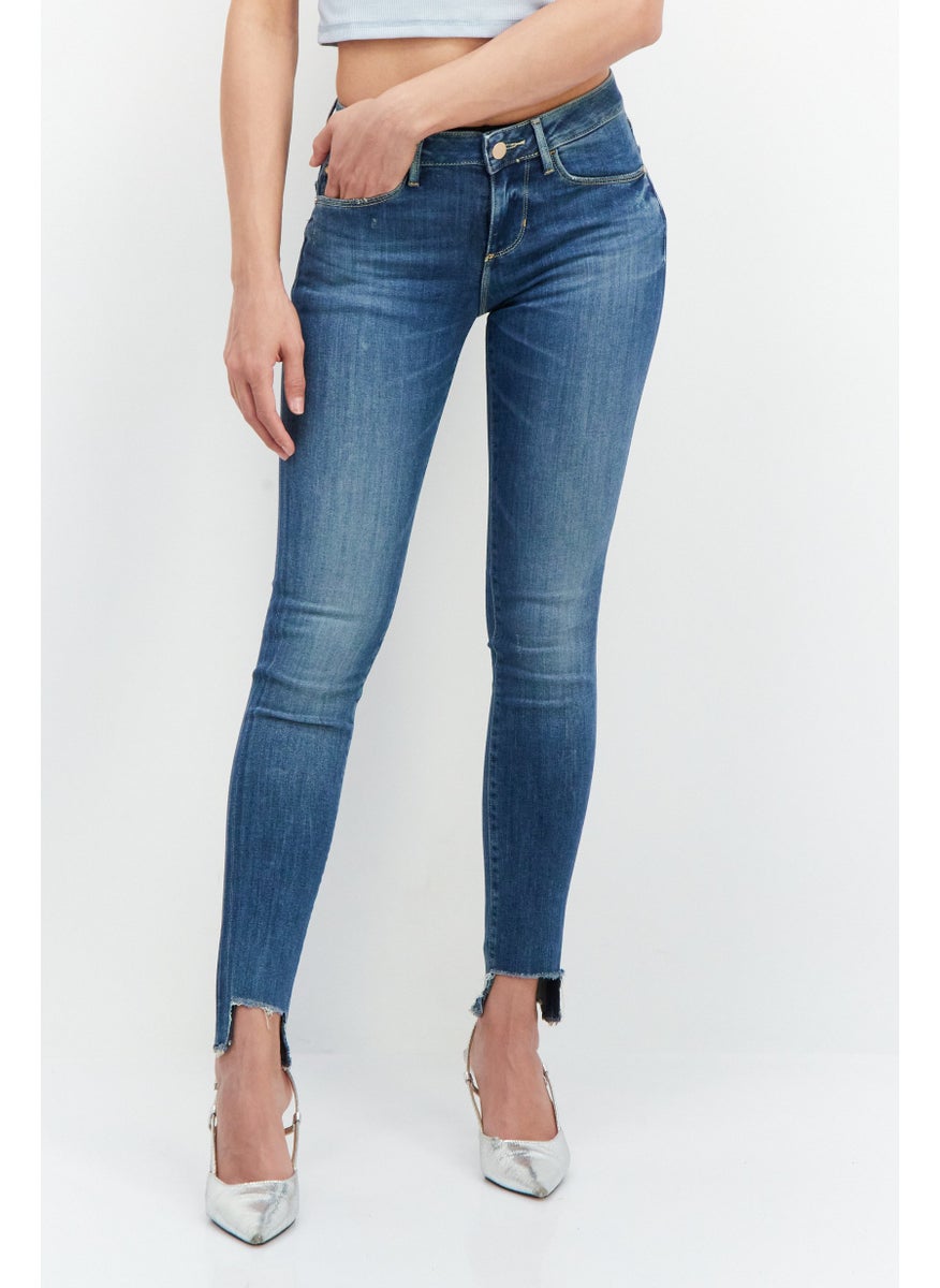 GUESS Women Skinny Fit Mid Waist Stretchable Denim Jean, Blue  - Image 1