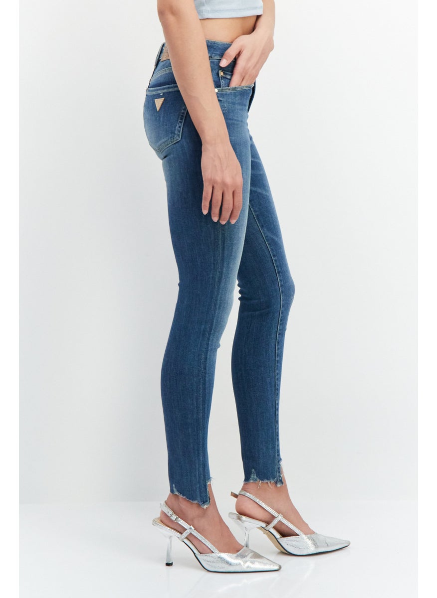 GUESS Women Skinny Fit Mid Waist Stretchable Denim Jean, Blue  - Image 2