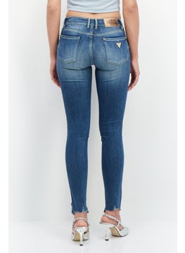 GUESS Women Skinny Fit Mid Waist Stretchable Denim Jean, Blue  - Image 3
