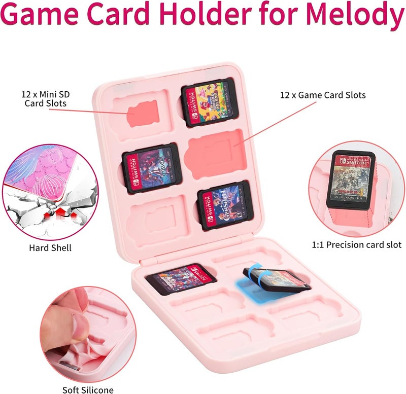 GLDRAM Mermaid Travel Bag Bundle for Nintendo Switch, Cute Carrying Case Compatible for Switch Lite & Switch OLED, Purple Shoulder Bag Bundle Set for Switch with Game Case, Thumb Grip Caps - Image 5