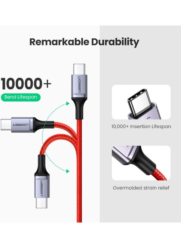 Cable UGREEN 60186 Charging Cable, USB Type-C To USB Type-C, 1M Fast Charging & Data Transfer – Red - Image 3