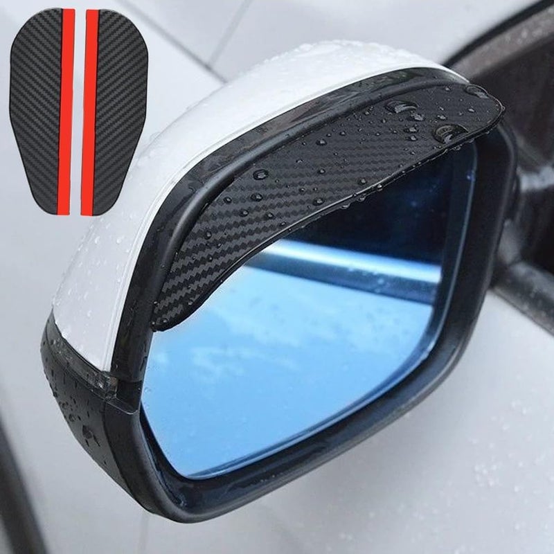 VORTINIOUS Car Rear View Mirror Rain Visor Guard, Auto Side Mirror Rain Eyebrow Cover,Mirror Visor Guard for Most Car, Truck and SUV,Carbon Fiber (2Pack) - Image 1