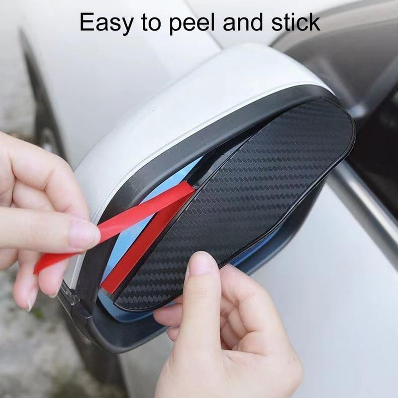 VORTINIOUS Car Rear View Mirror Rain Visor Guard, Auto Side Mirror Rain Eyebrow Cover,Mirror Visor Guard for Most Car, Truck and SUV,Carbon Fiber (2Pack) - Image 4