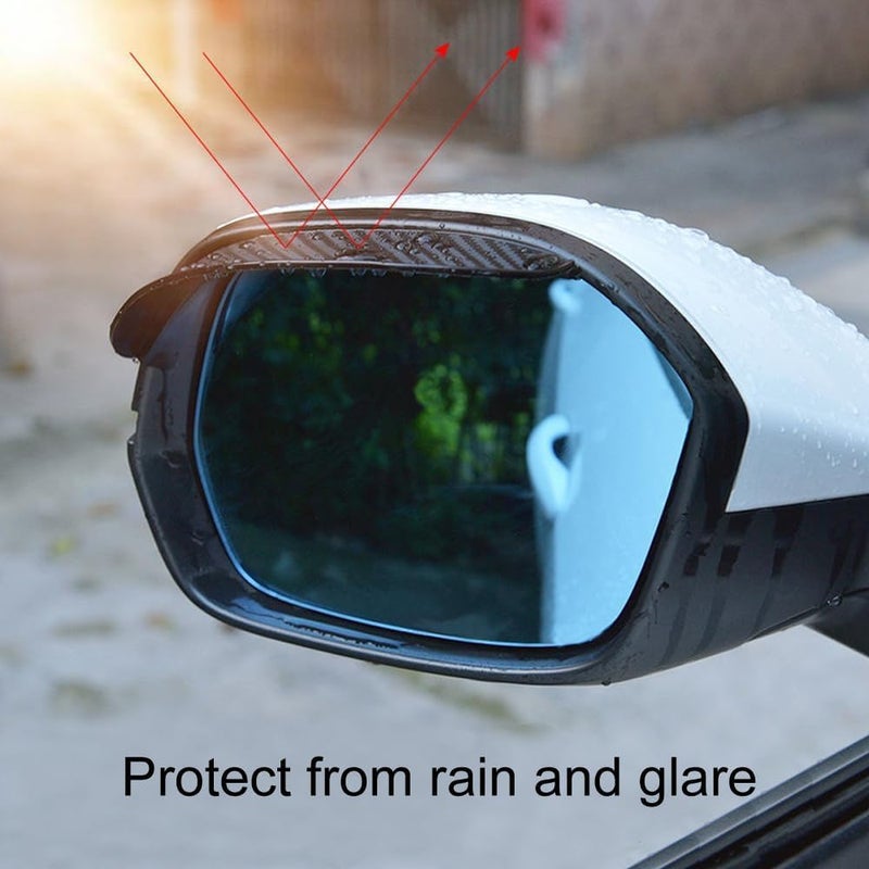 VORTINIOUS Car Rear View Mirror Rain Visor Guard, Auto Side Mirror Rain Eyebrow Cover,Mirror Visor Guard for Most Car, Truck and SUV,Carbon Fiber (2Pack) - Image 2