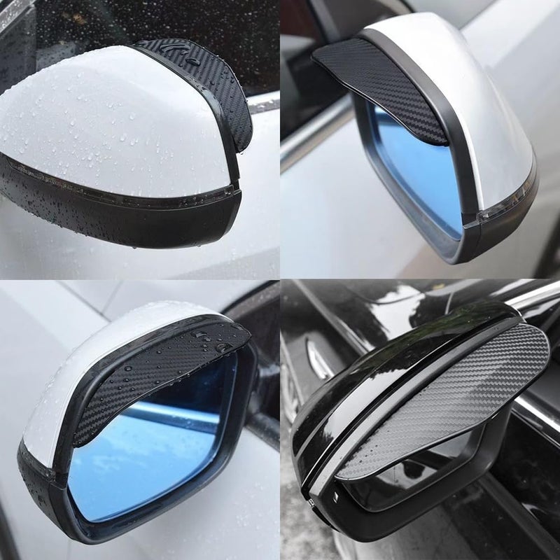 VORTINIOUS Car Rear View Mirror Rain Visor Guard, Auto Side Mirror Rain Eyebrow Cover,Mirror Visor Guard for Most Car, Truck and SUV,Carbon Fiber (2Pack) - Image 3
